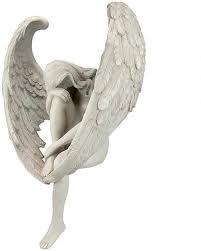 Shop classic guardian angel figurines at replacements, ltd., one of 460,000 new and retired dinnerware, crystal, silver i love angels figurines and statues! Buy 3d Winged Angel Wall Sculpture The Anguished Angel Long Winged Sitting Statue Hanging Angel Sculpture Christianity Figurine Creative Art Resin Craft Fairy Decors For Home Living Room Bedroom B Online In Indonesia B092hxvcp6