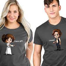 There's no new star wars movie heading to theaters this year, but that doesn't mean the epic is over. Star Wars Couples T Shirts Featuring Princess Leia And Han Solo Quotes Star Wars Couples Couple T Shirt Star Wars Couples Shirts