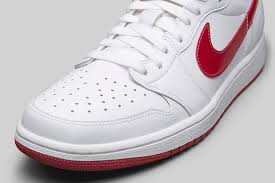 Down below, the look is finalized by white midsoles and red outsoles. Air Jordan 1 Retro Low Og White Red Detailed Images