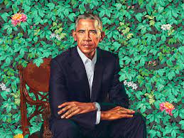 Obama's official portrait for the national portrait gallery.credit.chad batka for the new york times. The Shifting Perspective In Kehinde Wiley S Portrait Of Barack Obama The New Yorker