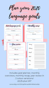 2021 Language Goals Planner Language Learning Planner Etsy Language Goals Learning Languages Study Planner