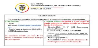 Rama judicial anuncia cese de actividades el 6 y 7 de junio. Https Www Ramajudicial Gov Co Web Juzgado 001 Laboral De Bucaramanga 42