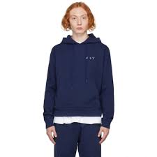 Off White Blue Slim Logo Arrows Hoodie In Blue White Modesens
