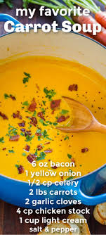Sauté onion and garlic in butter for 5 minutes. Creamy Carrot Soup Recipe Easy Carrot Soup Carrot Soup Recipes Carrot Soup Best Carrot Soup Recipe
