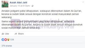 Menjawab penghinaan asiah abd jalil terhadap rasulullah. Poligami Patut Dihapus Dan Diharamkan Walaupun Dibenarkan Dalam Al Quran Asiah Abd Jalil