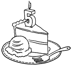 My favorite happy birthday cakes! Number Five Birthday Candle On Slice Of Cake Coloring Pages Netart Birthday Candles Five Birthday Coloring Pages