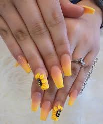 40 Fabulous Gradient Nail Art Designs Art And Design Yellownails In 2020 Yellow Nails Design Short Acrylic Nails Designs Sunflower Nail Art