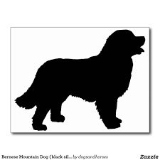Bernese Mountain Dog Clipart Black And White Bernese Mountain Dog Black Silhouette Postcard Dog Silhouette Bernese Mountain Dog Mountain Dogs
