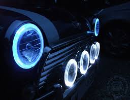 Mini In The Dark Tonight Is A Stunning Shot Of A Mini All A Glow With Halo Lights Kudos To The Photographer Really Mini Cars Mini Cooper Classic Mini Morris