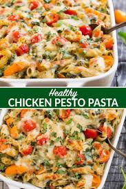 Healthy Chicken Pesto Pasta In 2020 Chicken Pesto Pasta Bake Pesto Chicken Pasta Healthy Pasta Recipes