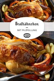 Brathahnchen Mit Pilzfullung Und Kurbisspalten Rezept Brathahnchen Kartoffelspalten Rezept Kartoffelspalten