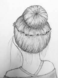 How To Hair Draw Bun Messy Flower Girl Back Sketch Drawing Hairstyle Head Dress Shirt Shading How To Draw Hair Drawings Hair Sketch