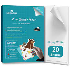 20x printable vinyl sticker paper glossy waterproof for inkjet printer 8 5x11 ebay