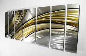 Large modern abstract geometric wall sculpture hangings handmade in the usa by artist jon allen for global shipping. Kunst Large Metal Wall Art Panels Abstract Modern Silver Gold Painting Home Decor Grassrootmarkmen Com