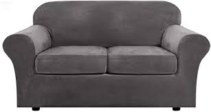 Black couch and loveseat covers. Buy Real Velvet Plush 3 Piece Stretch Sofa Covers Couch Covers For 2 Cushion Couch Loveseat Covers Base Cover Plus 2 Individual Cushion Covers Feature Thick Soft Stay In Place Medium Sofa