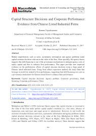 Privind locurile propuse pentru cea de a doua specialitate în regim cu taxă în sesiunea noiembrie 2017. Pdf Capital Structure Decisions And Corporate Performance Evidence From Chinese Listed Industrial Firms