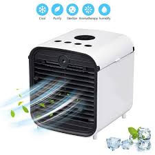 And the convenient carry handle on the top make this evaporative air cooler easy to carry to everywhere. Reactionnx Air Cooler Mini Portable Air Conditioner Fan Noiseless Evaporative Air Humidifier For Room Office Desktop Nightstand Personal Desktop Fan Five In One 3 Speeds Walmart Com Walmart Com