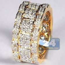 Mens Diamond Eternity Wedding Band Ring 14k Yellow Gold 2 09 Ct Lity Diamond Mens Diamond Wedding Bands Diamond Wedding Bands Diamond Eternity Wedding Band