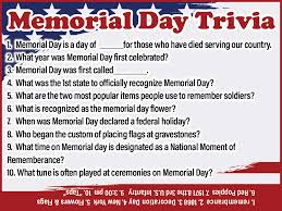 15 multiple choice and 15 true or false. Memorial Day Trivia Jamestown Gazette