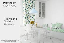 Pillows Curtains Set Kitchen Mockup Free Psd Psd Mockup Template Free Psd Mockups Templates