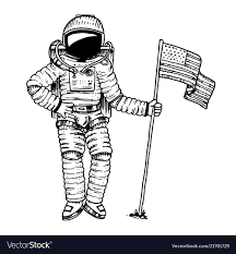 Astronaut Or Spaceman Soaring With The Usa Flag Vector Image
