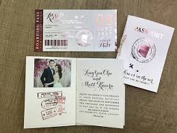 Modern Metallic Handmade Love Is In The Air Passport Rsvp Boarding Pass I Rose Quartz Wedding Invitation Travel Theme Wedding Invitations Wedding Invitations
