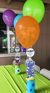 Monster Inc Center Piece Easy Diy Monster Baby Showers Monsters Inc Baby Monsters Inc Baby Shower