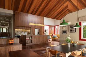 Fantastic highly sought after atrium split plan with a huge fenced private backyard backing to trees. Auckland S Split House Boasts Cedar Ceilings And A Wooden Screen