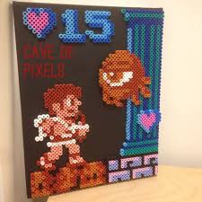 Kid Icarus Bead Sprites On Painted Canvas Pixel Beads Bead Sprite Bead Art