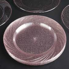 Black And Gold Plastic Plates 12 Pack 9 Blush Rose Gold Glitter Round Disposable Plastic Dinner Plates With Shiny Blush Rim In 2020 Disposable Plates Plastic Dinnerware Elegant Plastic Dinnerware