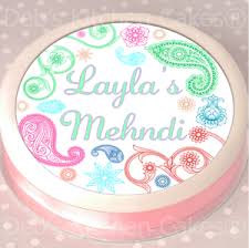 Other decorations └ decorations & cake toppers └ baking accs. Mehndi Cake Topper Personalised Mehndi Paisley Wafer Icing 7 5 Round Ebay