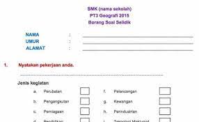 Selamat maju jaya kepada semua calon pt3 2016 usaha tangga kejayaan :d. Borang Soal Selidik Geografi Pt3 2020 Contoh Terbaik Cute766