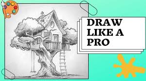 Realistic human feature drawing, hachure and shading with pencil, charcoal and · drawing with creative ideas (cheat sheet, roundism, sculpture, mix media). How To Draw A Realistic Tree House With Pencil Realistic Drawings Ideas Youtube