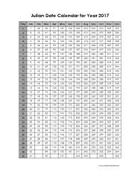 2017 Yearly Julian Calendar Free Printable Templates