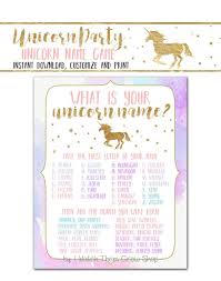 Unicorn Name Game Unicorn Party Game Printable Etsy Rainbow Unicorn Party Unicorn Names Rainbow Unicorn Birthday Party
