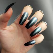 Black And Silver Ombre Nail Designs Black Ombre And Princess Blue Silver Press On Nails Fake Nails Glue On Nails Gothic Witchy Wi Black And White Nail Designs Silver Nails Black Ombre Nails