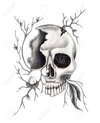 Free for commercial use high quality images Art Skull Surreal Hand Drawing On Paper Stock Photo Picture And Royalty Free Image Image 32987148
