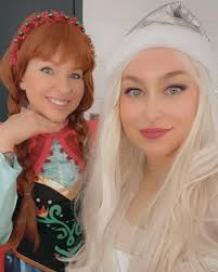 nychtonicole and I will be Anna and Elsa at the Toys for Tots Christmas  party at @fiveflagscenter today from 12-3pm. Come see us 🤍❄️