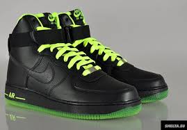 Black And Green Air Force 1 Nike Air Force 1 High Black Volt Pack Kicksonfire Com Nike Air Force Sneakers Fashion Nike