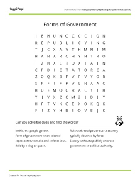 Forms Of Government Free Word Search Puzzle Worksheets Happi Papi