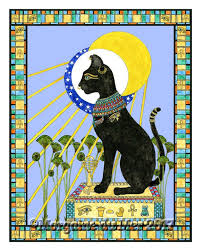 Bast Bastet Egyptian Cat Goddess Print Feline Mythology Sun Etsy Egyptian Cat Goddess Egyptian Cats Goddess Art