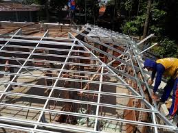 Rangka atap baja ringan cnp 0,75 mm bahan zincalume paket atap genteng metal berpasir include nok: Pemasangan Rangka Atap Baja Ringan Genteng Graha288