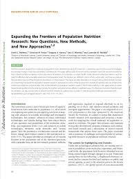 Pdf Expanding The Frontiers Of Nutrition Research New Questions New Methods And New Approaches