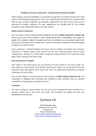 Metal roof wisconsin is a great roofing parts supplier! Roofing Construction Company Okc Choosing Metal Roofing For Durability By Fred Lydick Issuu