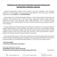 Hal ini demikian kerana, pemakanan yang seimbang akan mendatangkan pelbagai jenis sumber tenaga di dalam tubuh badan kita. Uum Law Society On Twitter Notice On Cancellation Of Programs Uum Lawsoc Regret To Inform That All Programs To Be Organized By This Organisation And Its Sub Units Must Be Declared As Cancelled