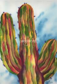 Saguaro cactus painting arizona landscape original art small | etsy. Vivid And Majestic Saguaro Cactus Watercolor Art By Gayela Chapman Mckelvie