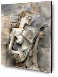 Associated most of all with pioneering cubism, he also invented collage and made major contribution to surrealism.he saw himself above all as a painter, yet his sculpture was greatly influential, and he also explored areas as diverse as printmaking and ceramics. Girl With A Mandolin Pablo Picasso 1910 Aluminium Montage Von Aux Beaux Arts