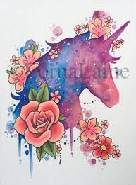Cheval noir debout sur fond blanc, isolé. De Tatouage Licorne Impression Dart Impression Art De La Etsy Peinture Licorne Dessin Licorne Kawaii Tatouage Licorne