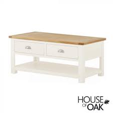 Rustic oak coffee table with drawer zelah waxed solid wood living room furniture. Portman Painted 2 Drawer Coffee Table In White By House Of Oak House Of Oak