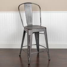 Choose from elegant bar stools, striking counter stools, and versatile low stools from. Flash Furniture Et 3534 24 Sil Gg 24 Distressed Silver Metal Counter Height Stool With Vertical Slat Back And Drain Hole Seat